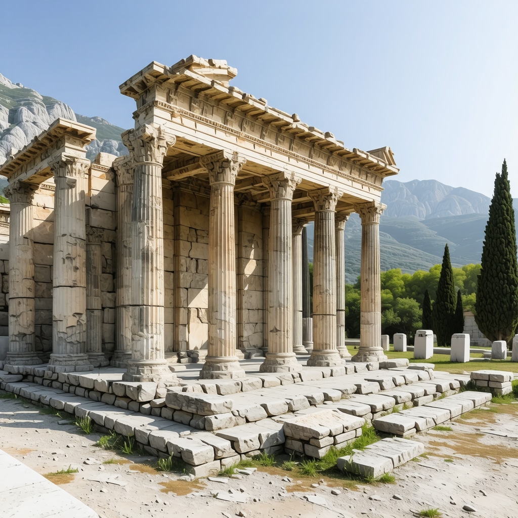 3D laser scanning technology applied to ancient ruins at Delfi with mountain scenery