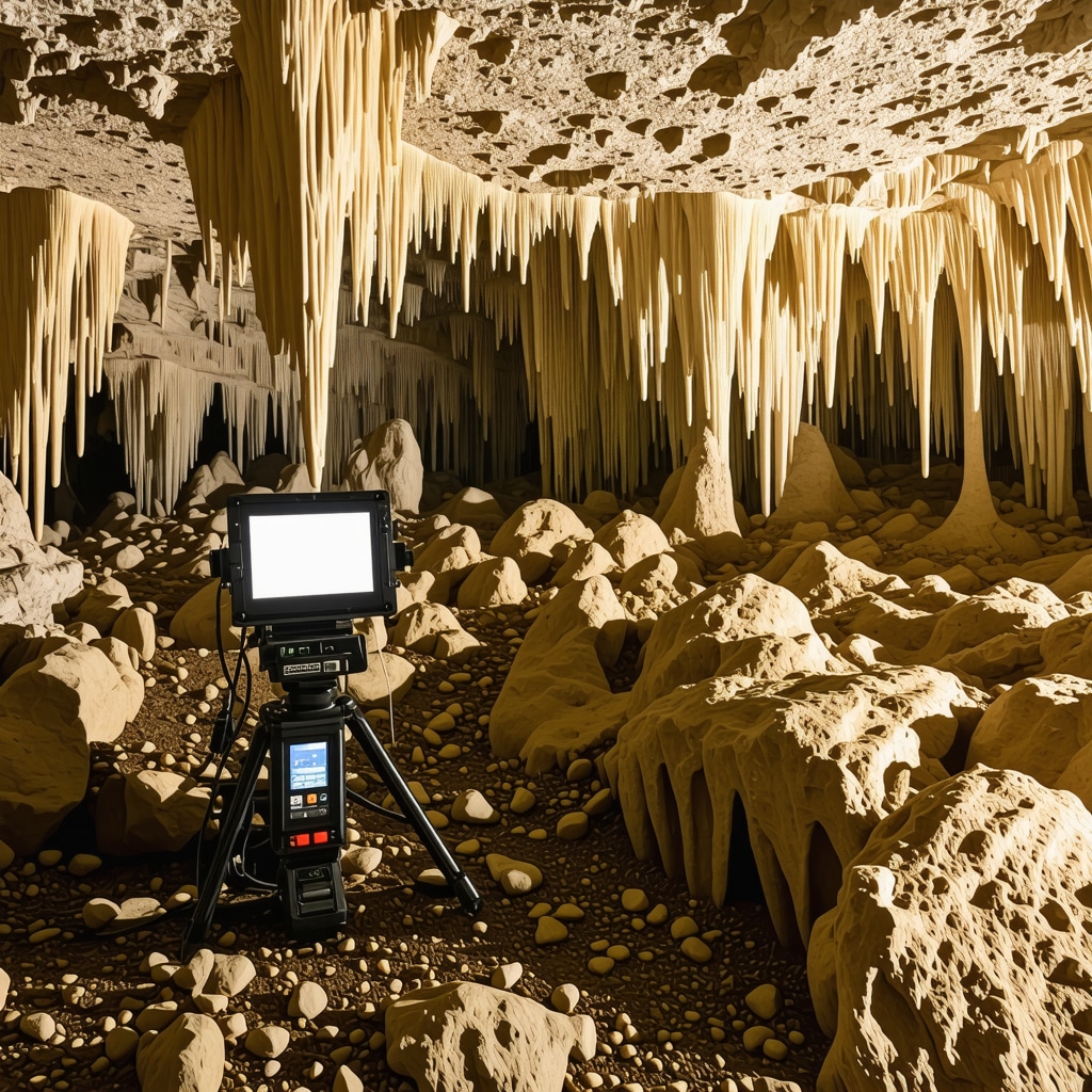 IoT sensors and LiDAR equipment monitoring geological formations inside Škocjan Cave