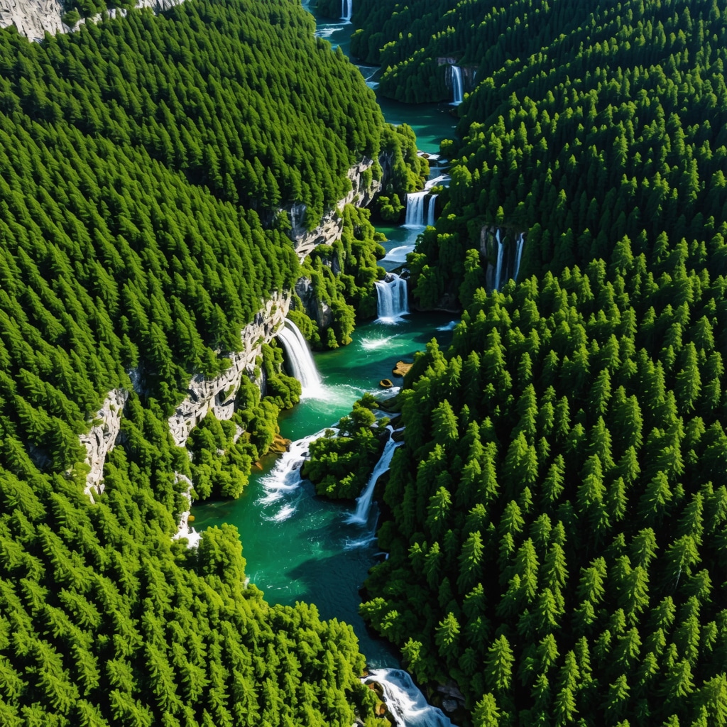 Aerial image of Krka National Park with drones monitoring the ecosystem