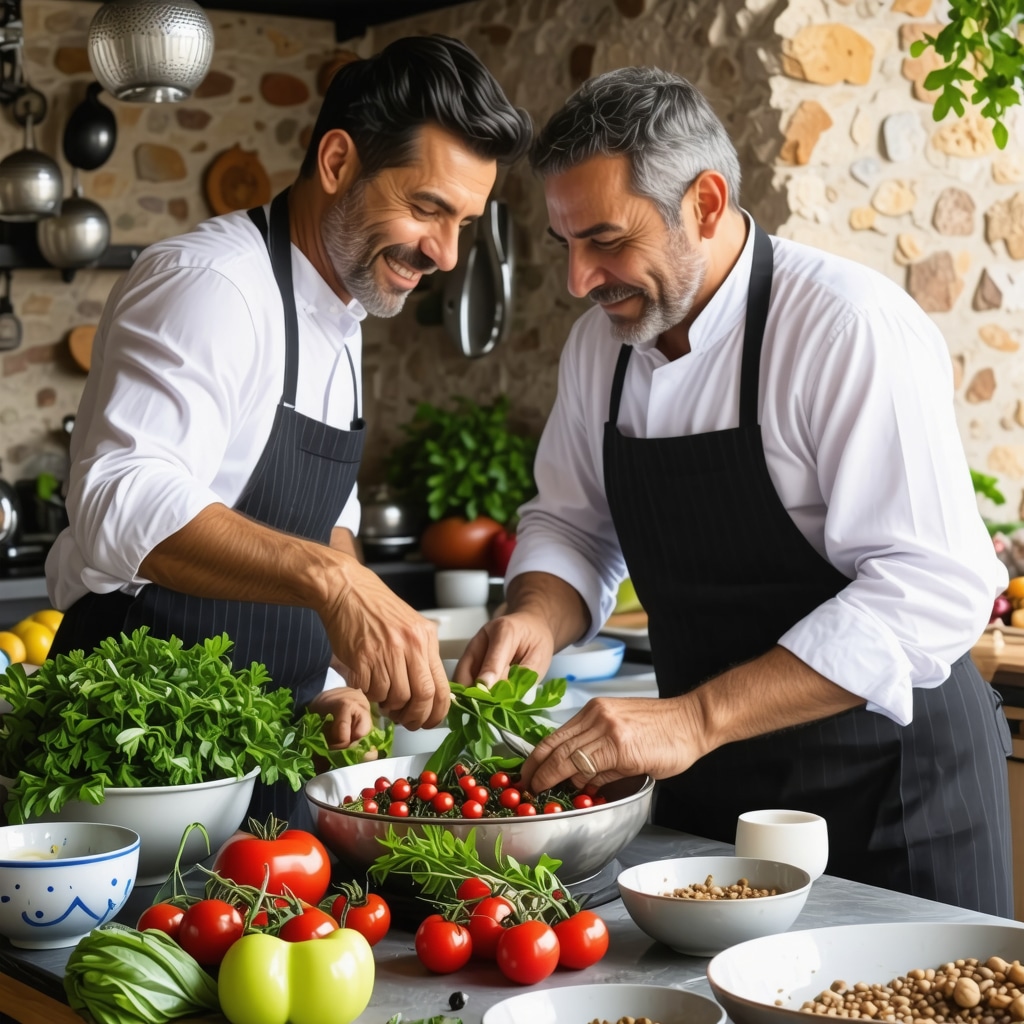 Bucătari locali predând gătitul tradițional mediteranean în atelier rustic, Vlorë