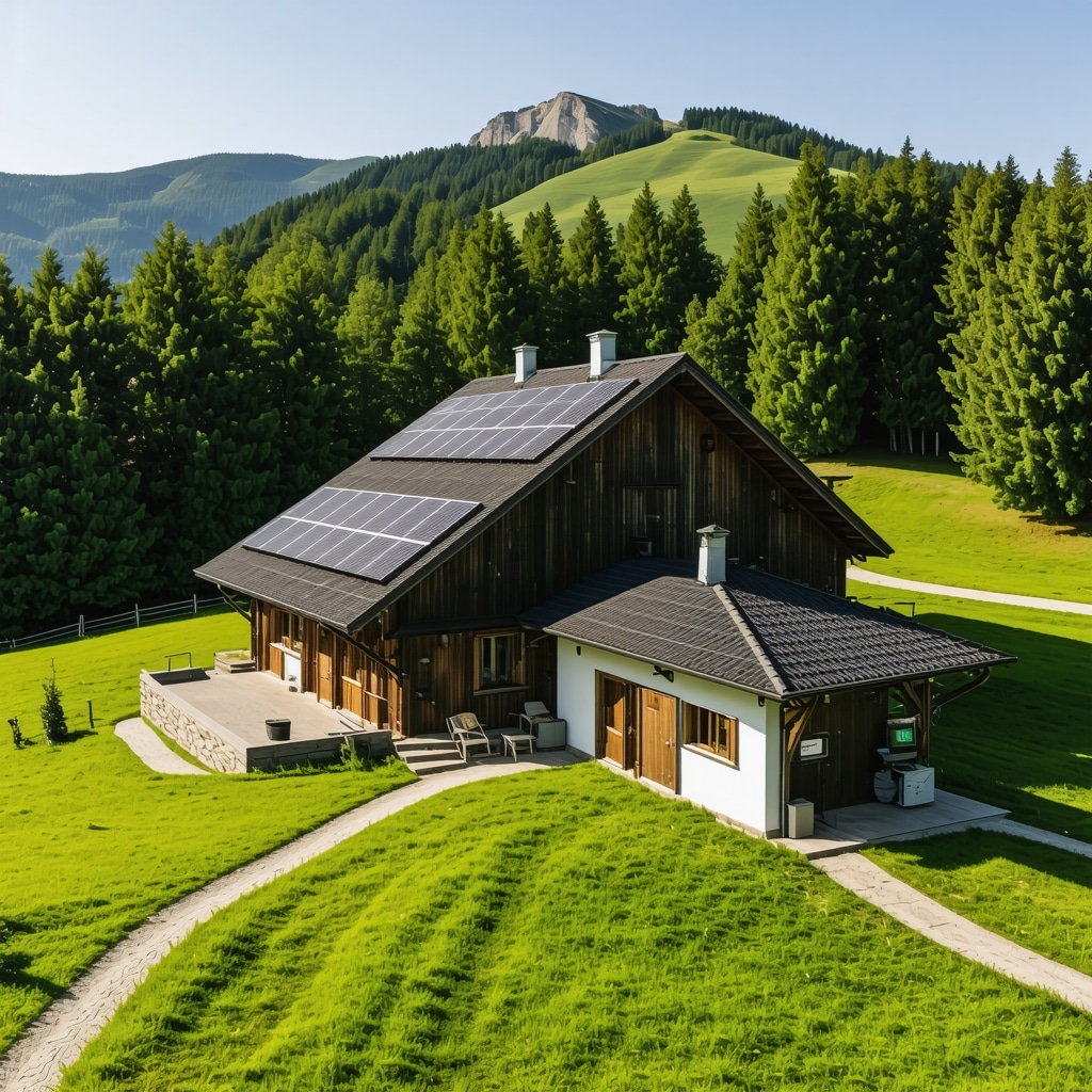 Aerial image of Brezovica mountain resort with solar panels and IoT smart trail devices in summer