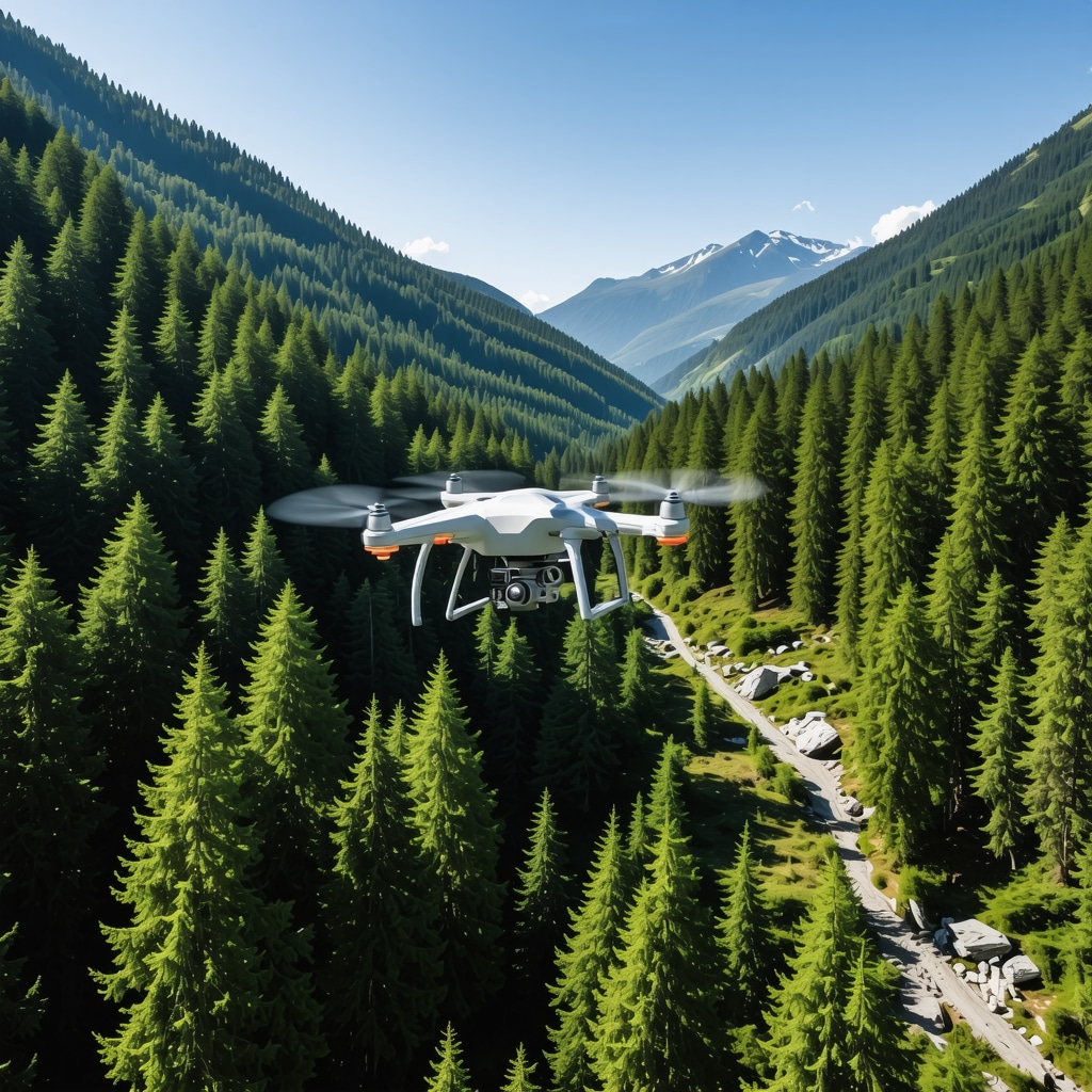 Drone capturing environmental data over the mountainous Rugova Canyon with sensors and digital mapping technology