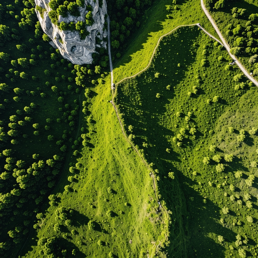 Drone flying over mountainous trails and cultural sites in Berane demonstrating sustainable tourism technology