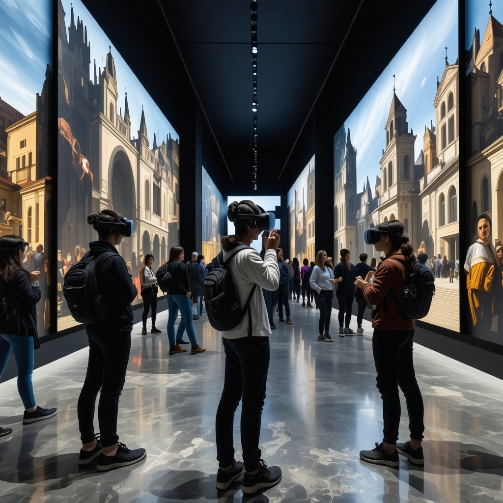 Visitors experiencing augmented reality exhibits in a modern cultural museum in Cluj-Napoca