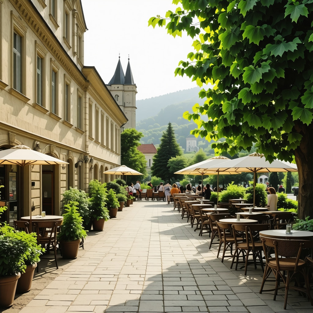 Historic park with baroque architecture, organic café, and contemporary art gallery in Celje