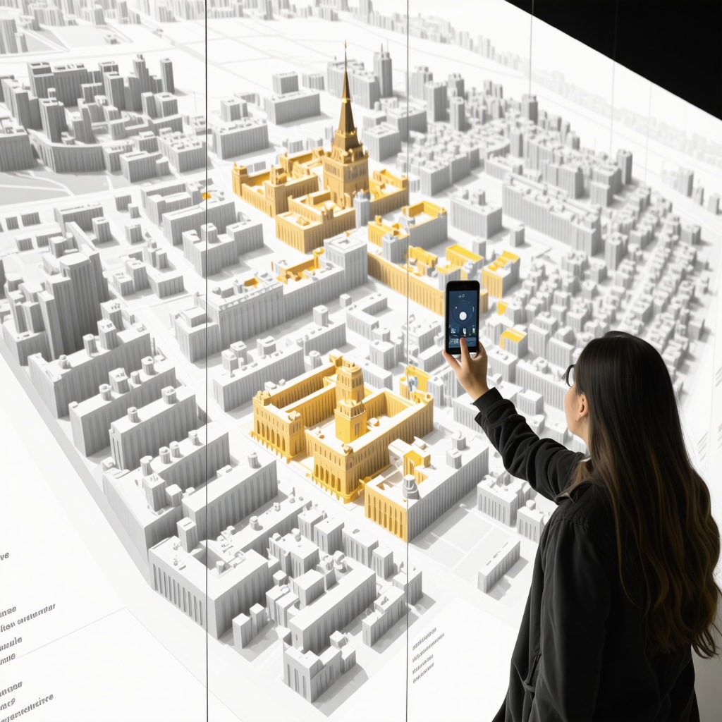 Digital map with 3D heritage buildings and augmented reality in Pristina cultural center