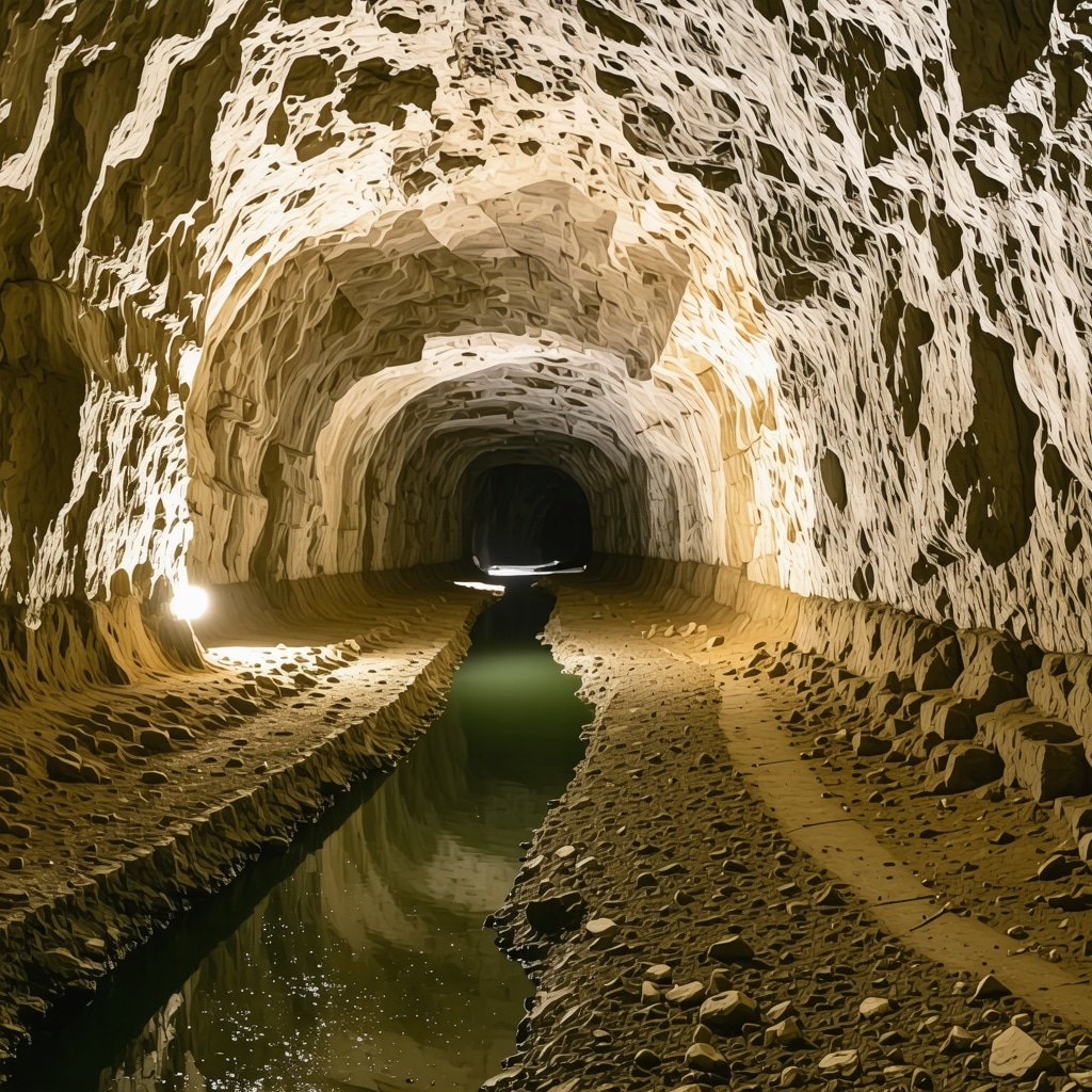 Underground river and chambers of Škocjan Cave featuring environmental sensors and monitoring devices