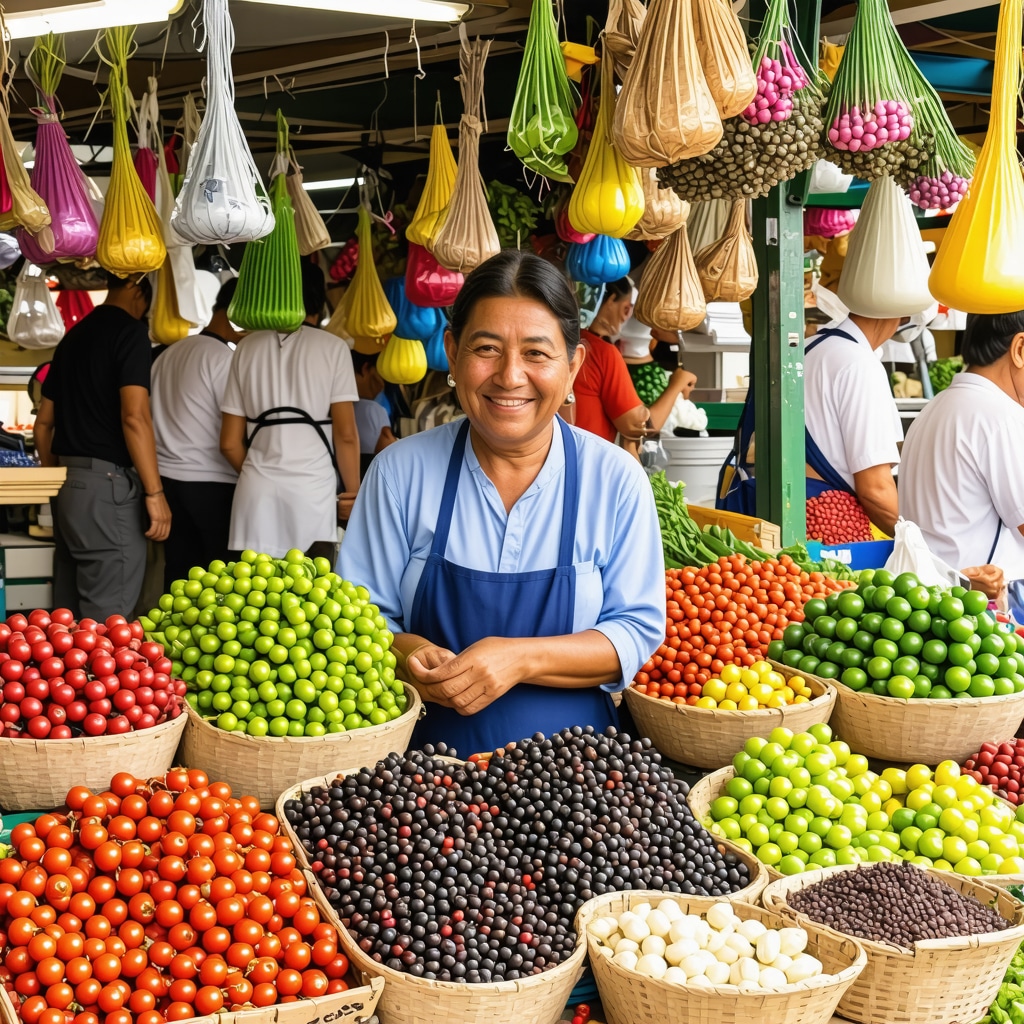 Fresh ingredients and spices at a traditional market in Bitola