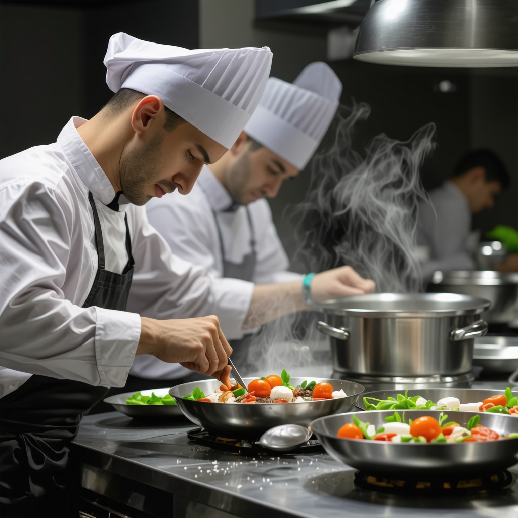 Chefs in a Romanian kitchen combining sous-vide technology with traditional cooking methods