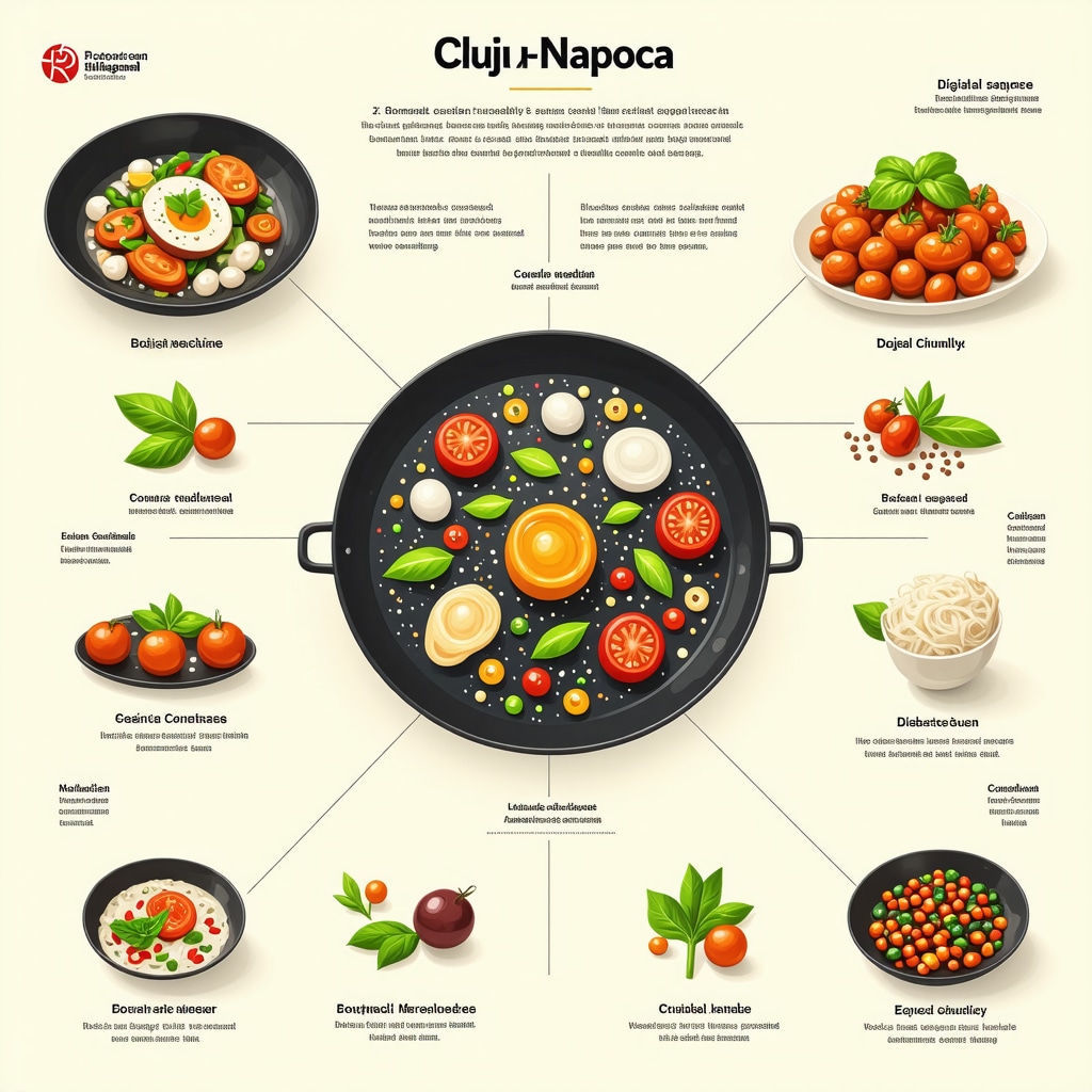 Infographic showing modern culinary technologies applied to traditional dishes in Cluj-Napoca