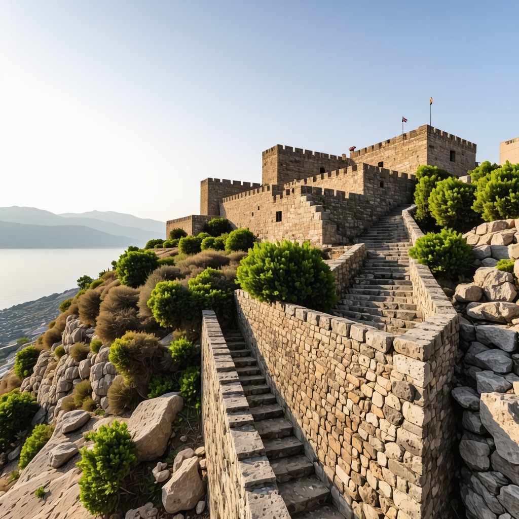 View of Nafplio's Palamidi fortress showing integration of digital scanning and IoT sensors for heritage preservation