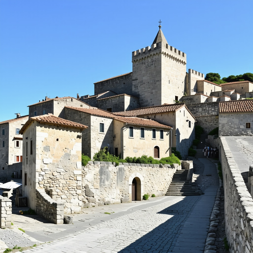 Image of Piran's medieval architecture with digital augmented reality elements illustrating historical reconstructions