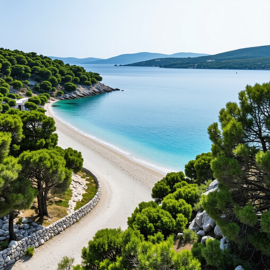 Aerial landscape of Brač island featuring eco-tourism infrastructure and natural habitats