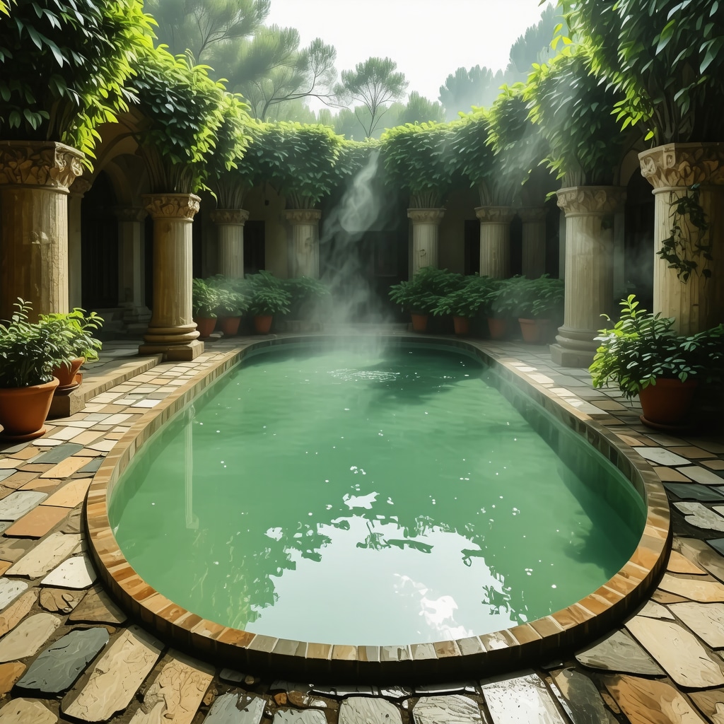 Thermal spa facilities surrounded by greenery and historic buildings in Aranđelovac