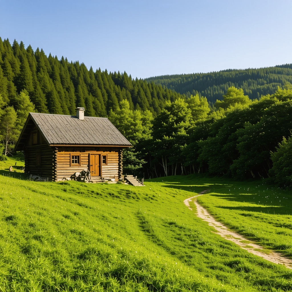 Traditional wooden cabins nestled among green forests and hiking trails in Zlatibor mountains