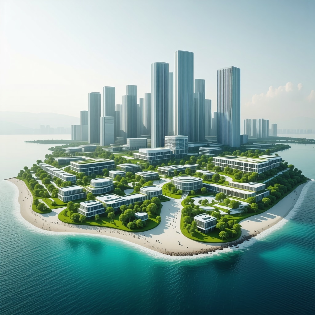 Modern urban architecture and green natural coastal environment in Varna with Black Sea
