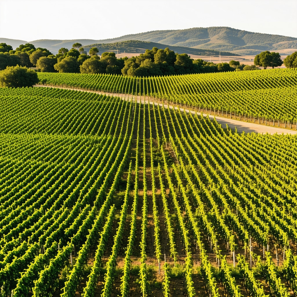 Aerial photograph of Xanthi vineyards highlighting terroir diversity and viticulture practices