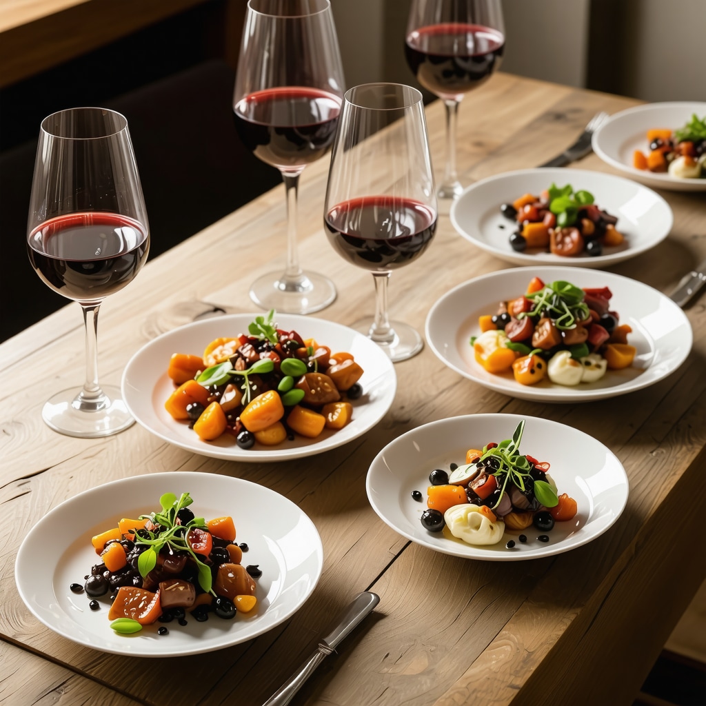 Elegant presentation of local Veliko Tarnovo wines paired with traditional Bulgarian dishes in a rustic restaurant setting