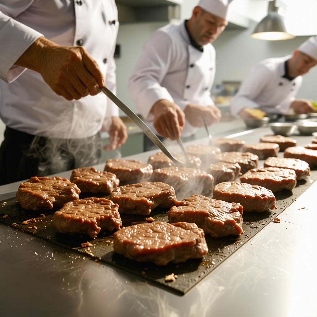 Chefs demonstrating traditional Edirne liver frying with digital tools in a culinary workshop