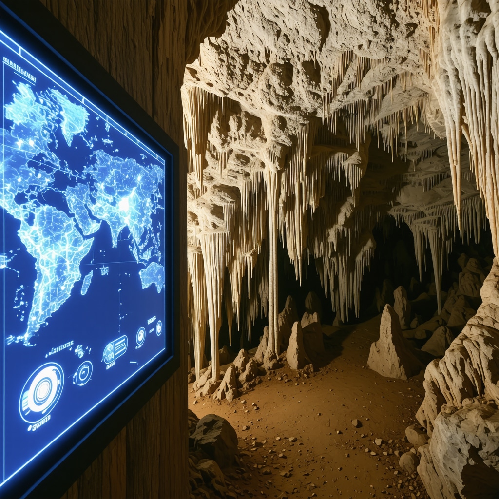 Digital sensor devices and displays integrated within Postojna Cave's natural formations for sustainable tourism