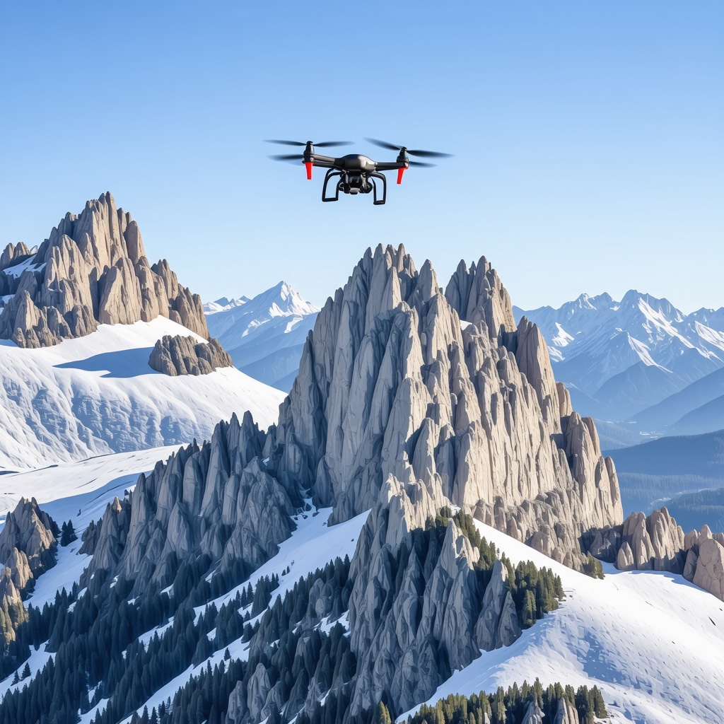 Aerial image displaying hiking trails and drones monitoring biodiversity in Julian Alps