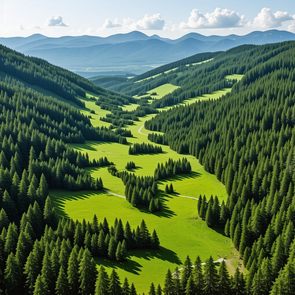 Aerial photograph showcasing alpine meadows, forests, and hiking trails in Mavrovo National Park