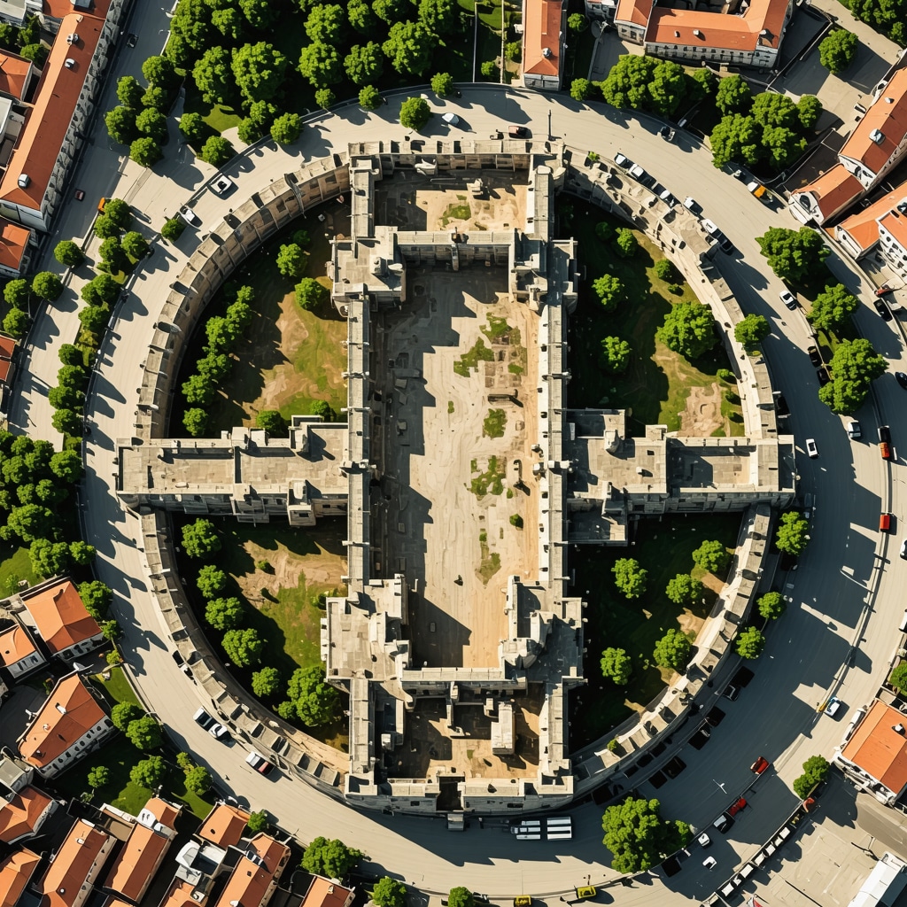 Digital 3D scan overlay on medieval Smederevo fortress showing restoration planning