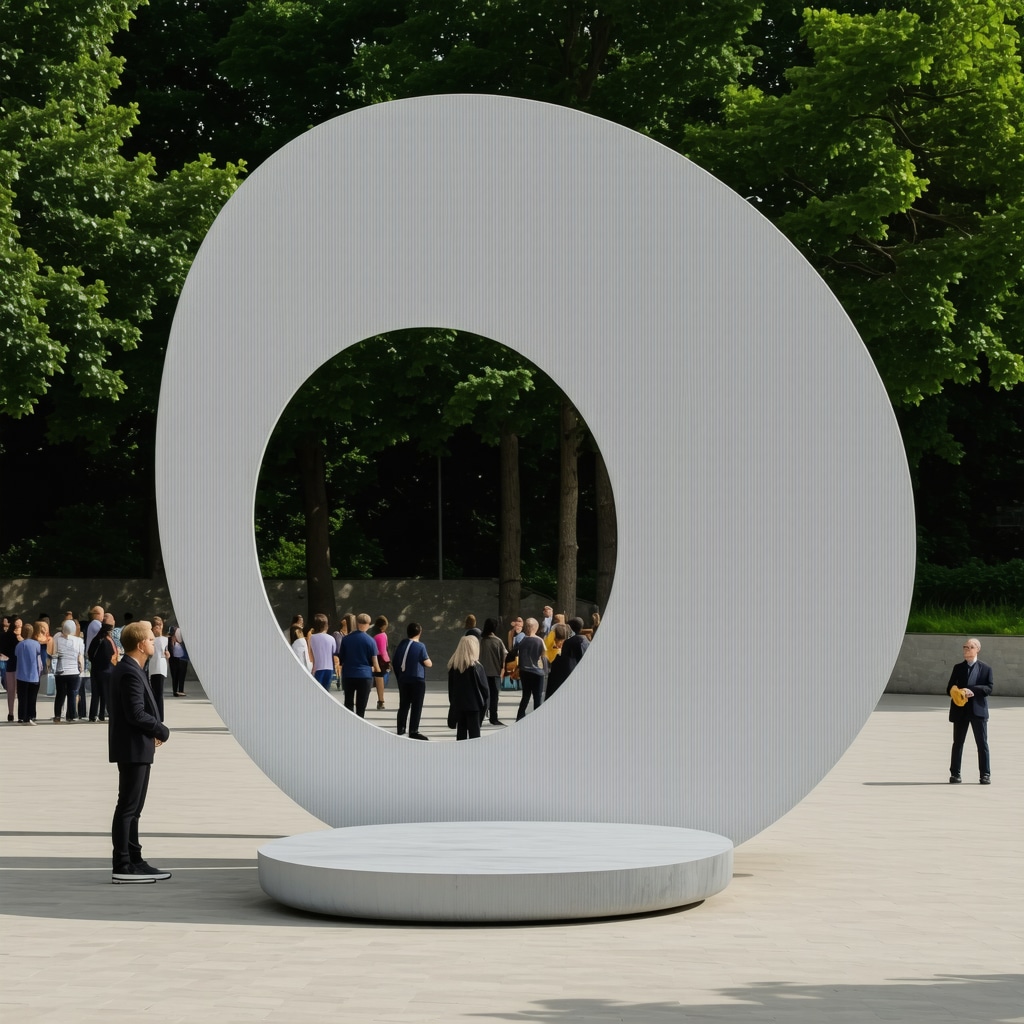 Visitors exploring contemporary art installations integrated into natural landscapes in Kranj