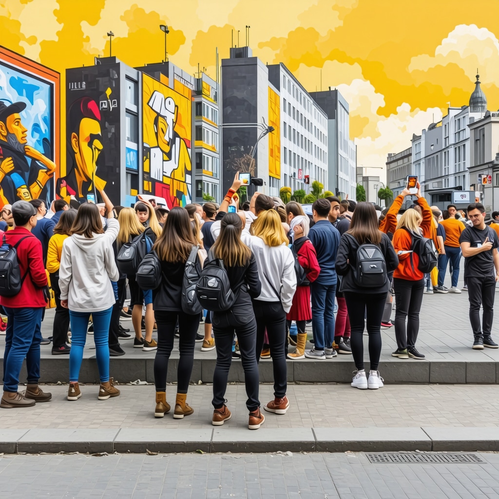 Street mural in Banja Luka with augmented reality features and community interaction