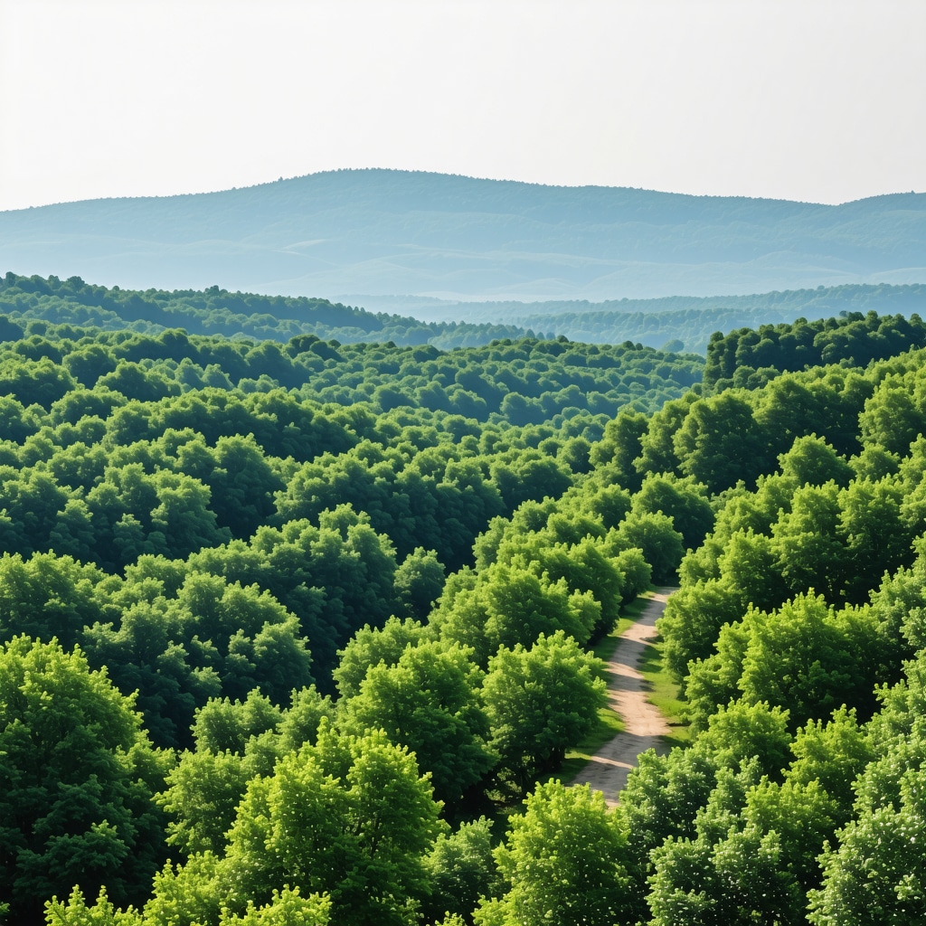 Dense forest and hiking trails in Strandzha National Park with birds flying overhead