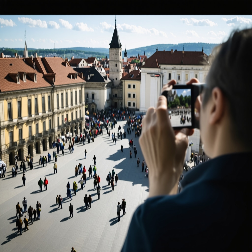 Digital augmented reality cultural experience overlay on Sibiu's historic architecture