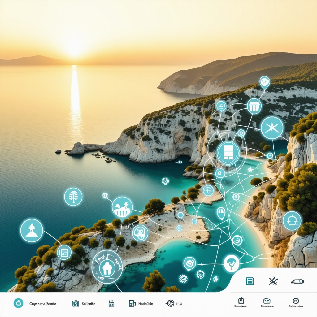 Augmented reality digital map of Halkidiki coastline highlighting sustainable tourism features
