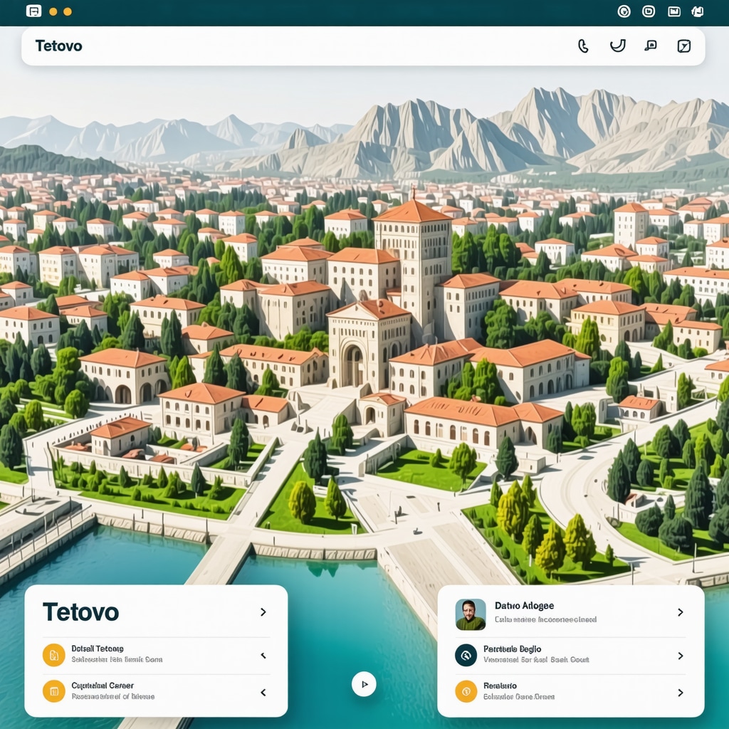 Interactive digital map displaying Tetovo's cultural sites and natural attractions enhanced by augmented reality and data analytics