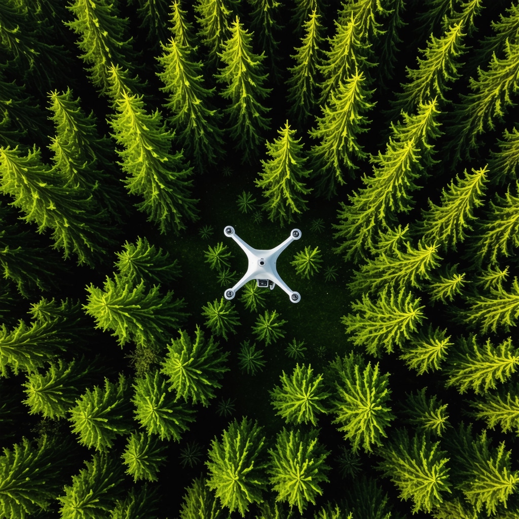 Drone equipped with multispectral cameras flying over lush green Biograd Na Moru forest