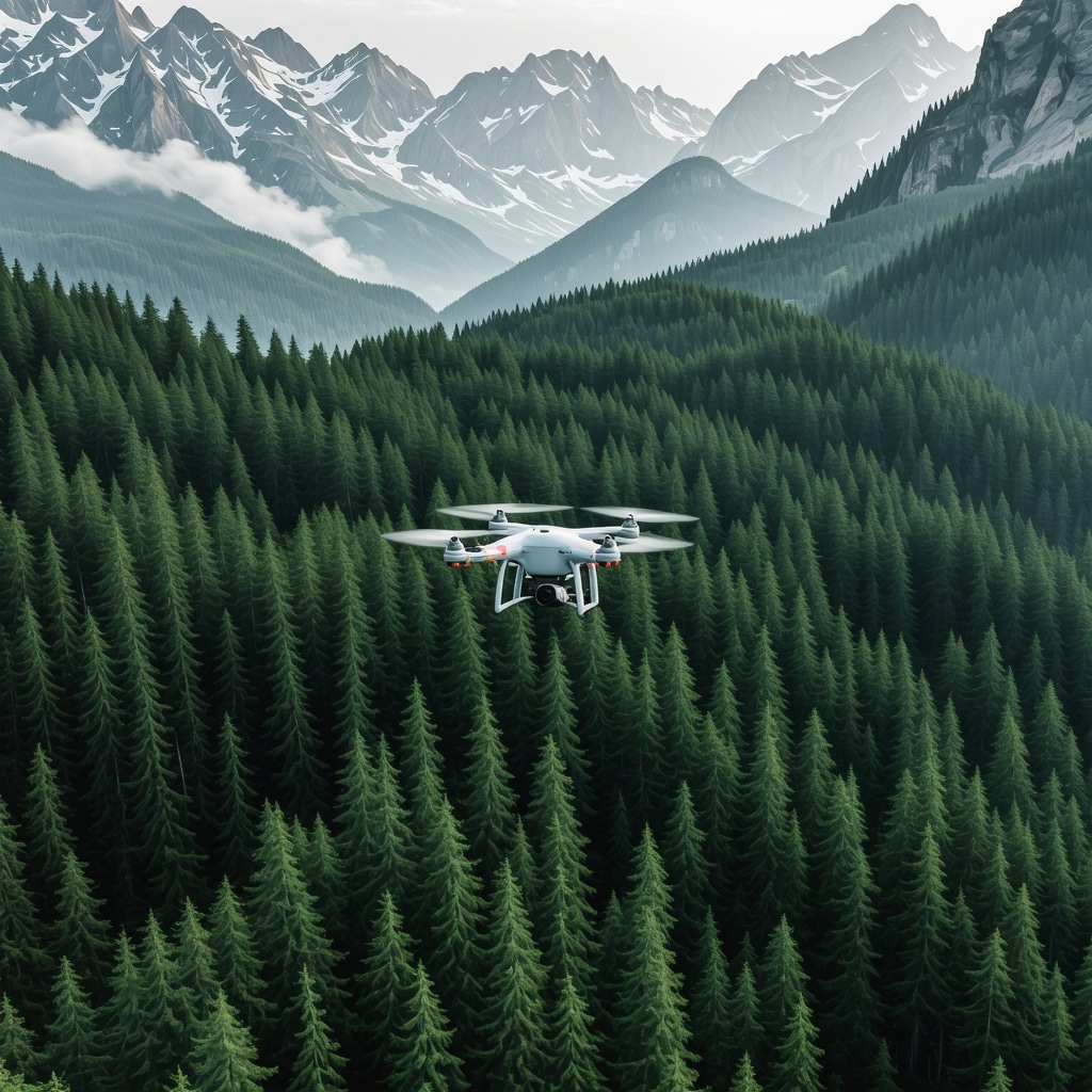 Drone capturing images of wildlife and forested mountain terrain in Rožaje region