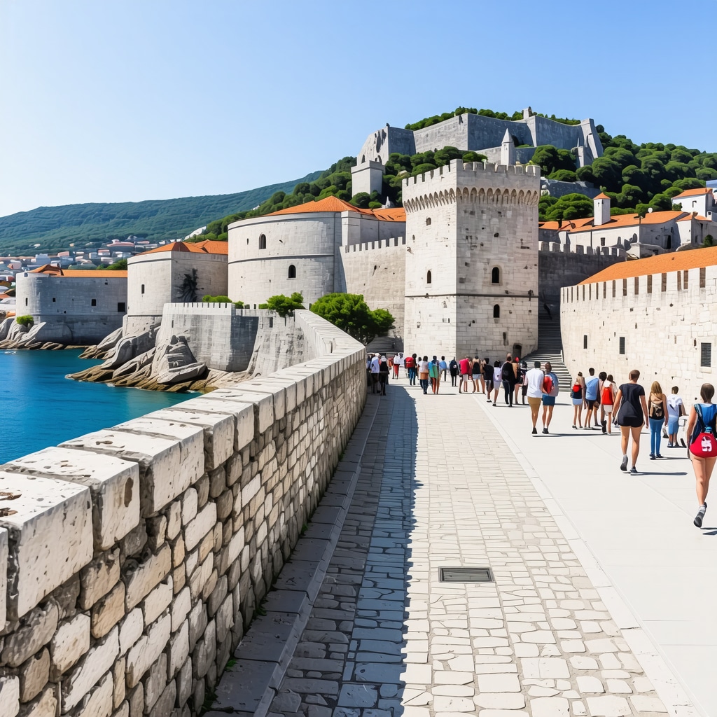 Dubrovnik city walls with digital 3D scanning and visitor flow overlay