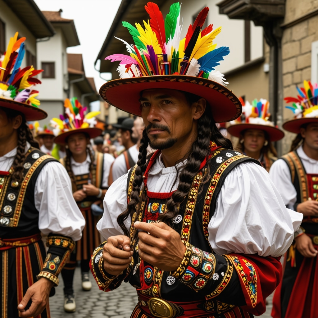 Traditional Sibiu festival scene with augmented reality digital overlays showcasing interactive cultural experiences