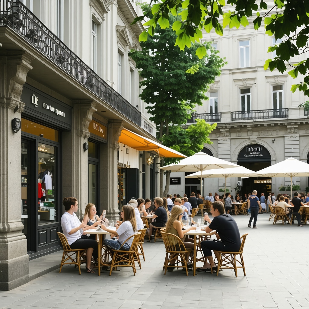 Street scene in Arad combining historic buildings and contemporary cultural spaces