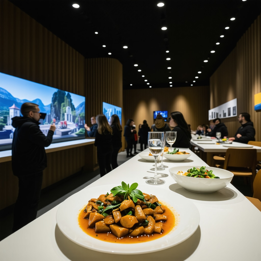 Tourists engaging with augmented reality at the Palace of Culture and tasting modern Moldovan cuisine in Iași