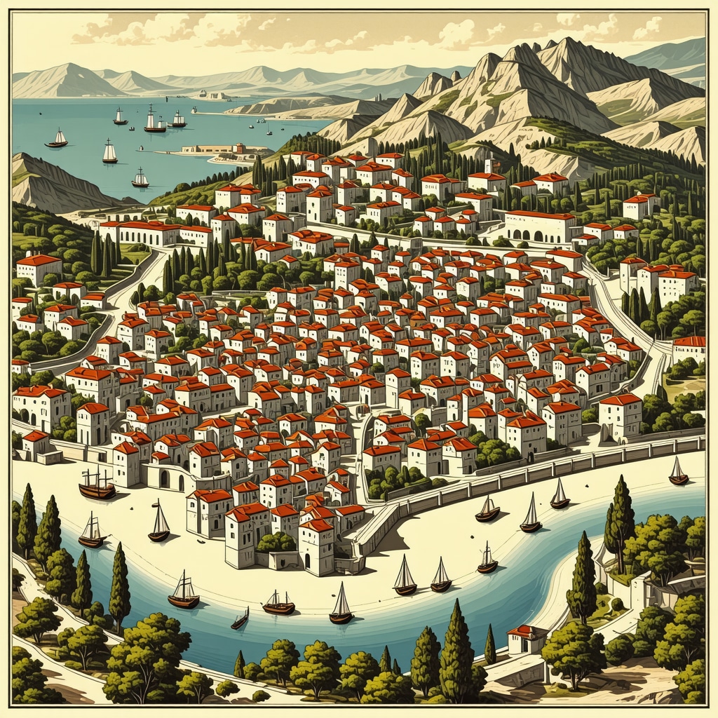Illustrative map highlighting Trogir's protected historic areas and tourist pathways