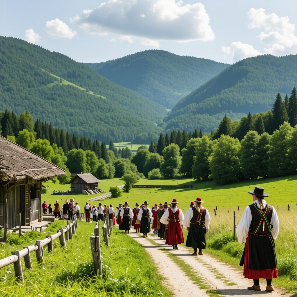 Foča mountainous landscape with traditional village and eco-tourism activities