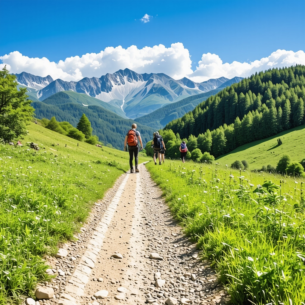 Hikers in Krușevo mountains using a smartphone app for sustainable tourism