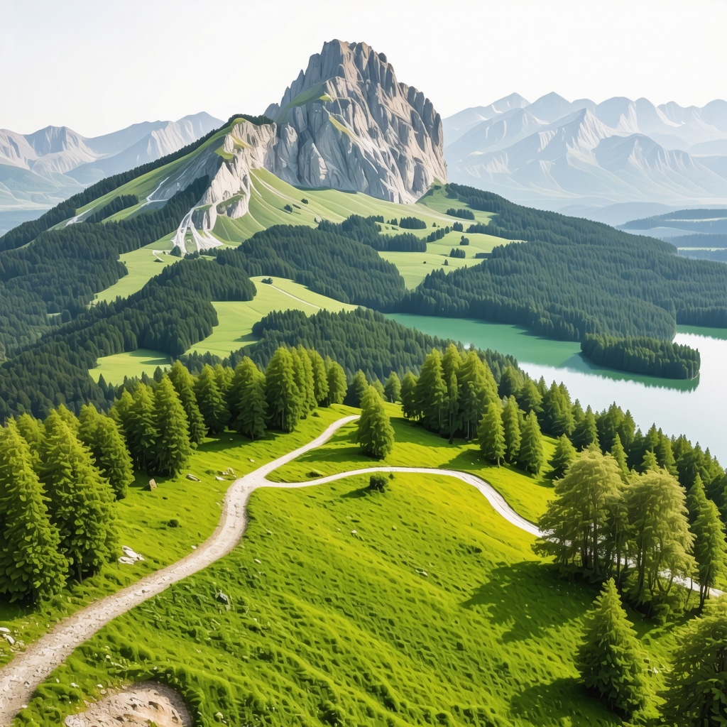 Panoramă aeriană a peisajului alpini din Bohinj cu trasee turistice și echipamente digitale pentru monitorizarea ecologică