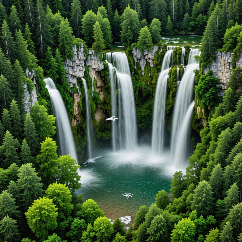 Drones and sensor stations monitoring ecosystem at Plitvice Lakes National Park