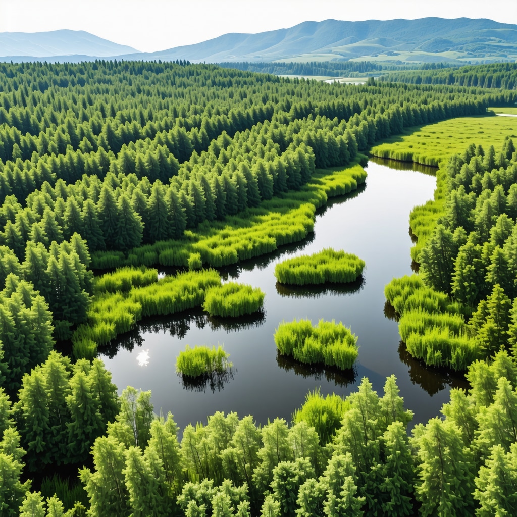 Drones flying over wetlands and forests in Divjakë Natural Reserve for biodiversity monitoring