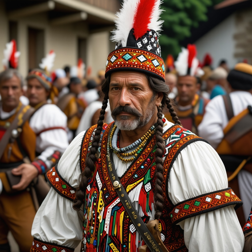 Balkan traditional rituals and celebrations with colorful costumes and dances