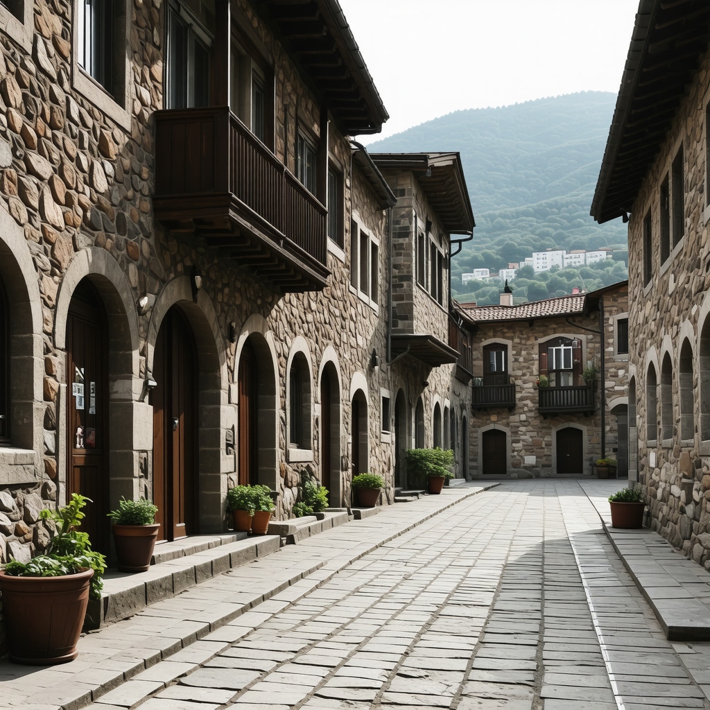 Vibrant street scene with traditional Balkan architecture in Prizren, Kosovo, 2025