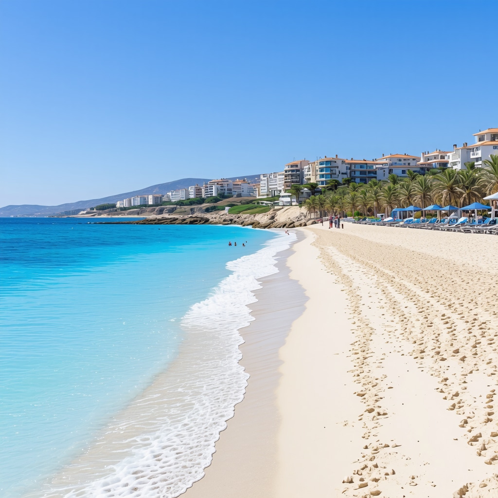 Scenic view of Durres beach with blue sea and sky