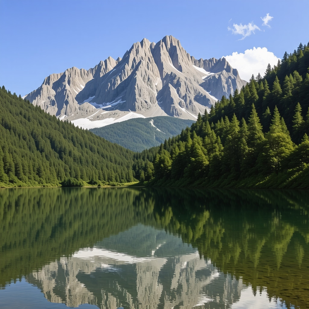 Peisaj montan verde cu lacuri cristaline și păduri dense, simbolizând echilibrul ecologic