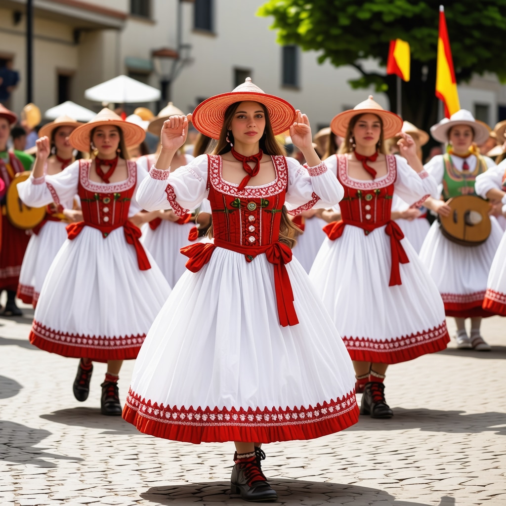 Festival tradițional în Balcani cu costume, muzică și dansuri colorate, scene culturale
